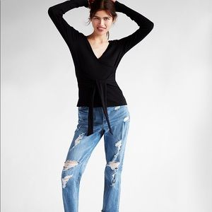 Ribbed Surplice Tie Top 🎁